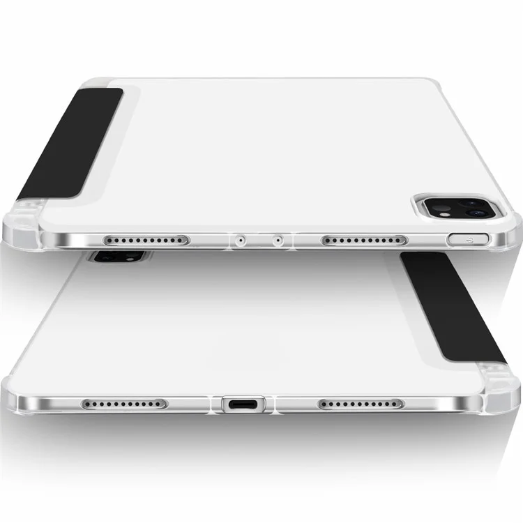 Diseño de Ranura Para Lápiz Transparente TPU + PU Cuero Auto Wake/Sleep Tri-fold Concurso Corta Protectiva Para Ipad Pro 12.9 Pulgadas (2021) - Negro