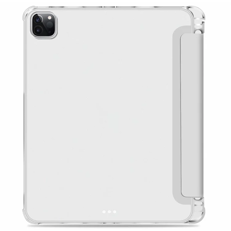 Projeto de Caça-caneta TPU Transparente + PU Couro Autominal/sleep Tri Fold Tripol - Cinza Claro