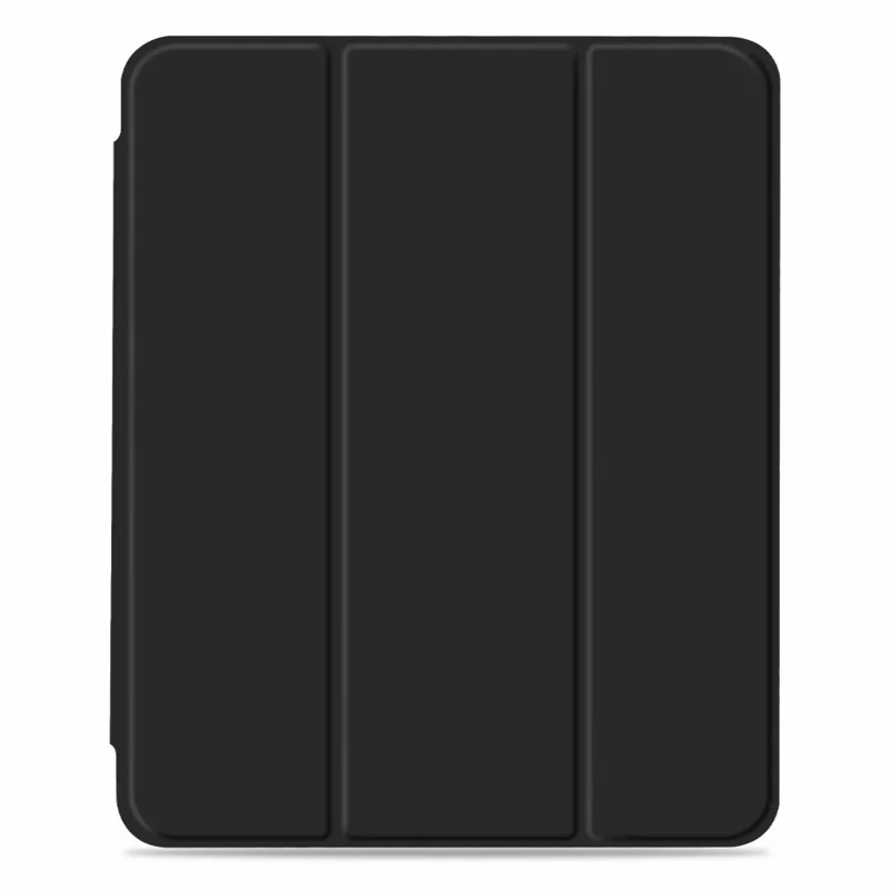 Transparent TPU + PU Leather Auto Wake/Sleep Tablet Cover Tri-fold Case Shell with Pen Slot for iPad Pro 11-inch (2021) - Black