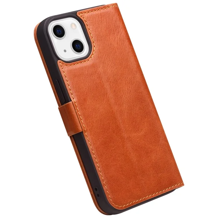 QIALINO Portefeuille De Téléphone Portable De Téléphone Portable En Cuir Véritable Pour IPhone 13 Mini 5,4 Pouce - Brun