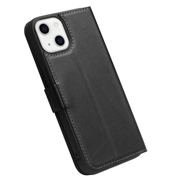 Qialino Fecho Magnético Flip Folio Carteira Design Capa De Couro Genuíno Capa Para Iphone 13 6.1 Polegadas - Preto