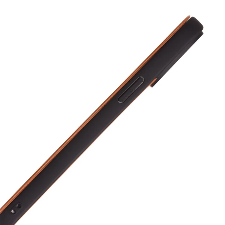 Qialino Ultra Fina Flip Folio Couro Genuíno Caso De Telefone De Capa Bem Protegido Com Janela De Visualização Para IPhone 13 6.1 Polegadas - Marrom