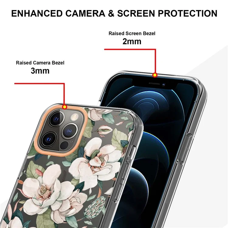 Étui de Téléphone TPU de la Série LB5 Pour Iphone 12 Pro Max 6,7 Pouces, Motifs de Fleurs IMD IML Couverture de Protection TPU Flexible TPU Flexible TPU - HC001 Green Gardenia