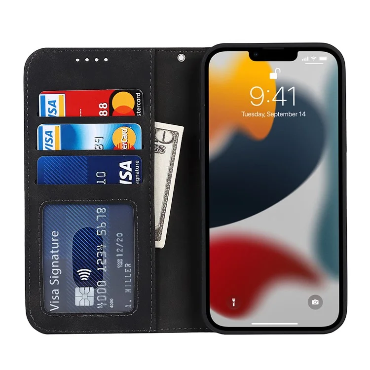 Für Iphone 13 Pro 6,1 Zoll Anti-drogen-pu-leder-skin-touch-feur - Schwarz