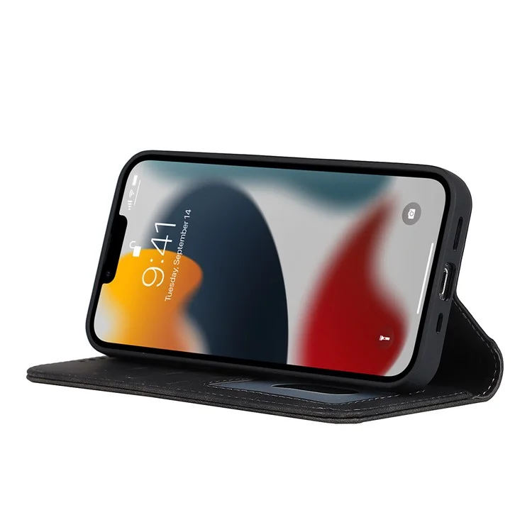 Für Iphone 13 Pro 6,1 Zoll Anti-drogen-pu-leder-skin-touch-feur - Schwarz