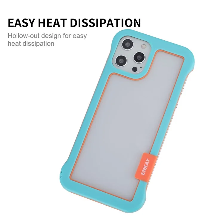 Enkay Hat Prince Pour Iphone 12 Pro Max 6,7 Pouces Drop Resistance Case de Téléphone Slim Caxe de Protection Sans Cadre Support Dissipation de Chaleur - Bleu