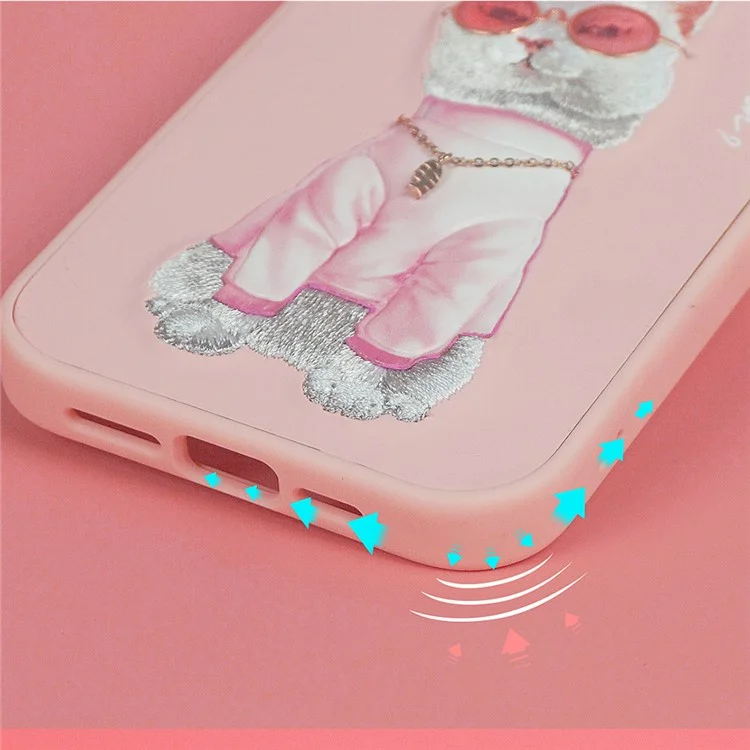 NIMMY For iPhone 13 Pro 6.1 inch Shockproof Phone Case with Embroidery Non-Slip Protective Shell Scratch Resistant Phone Cover - N-S-YJ03