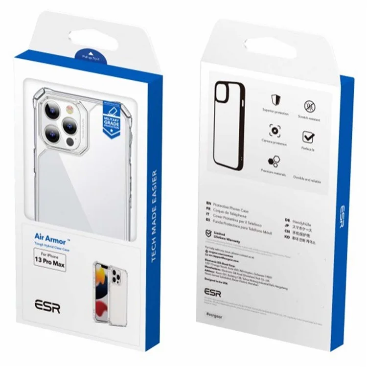 ESR Air Armor Series Hybrid Clear Phone Case for iPhone 13 Pro Max 6.7 inch, Anti-Scratch Hard Acrylic Back + Soft TPU Frame Reinforced Corners Cover