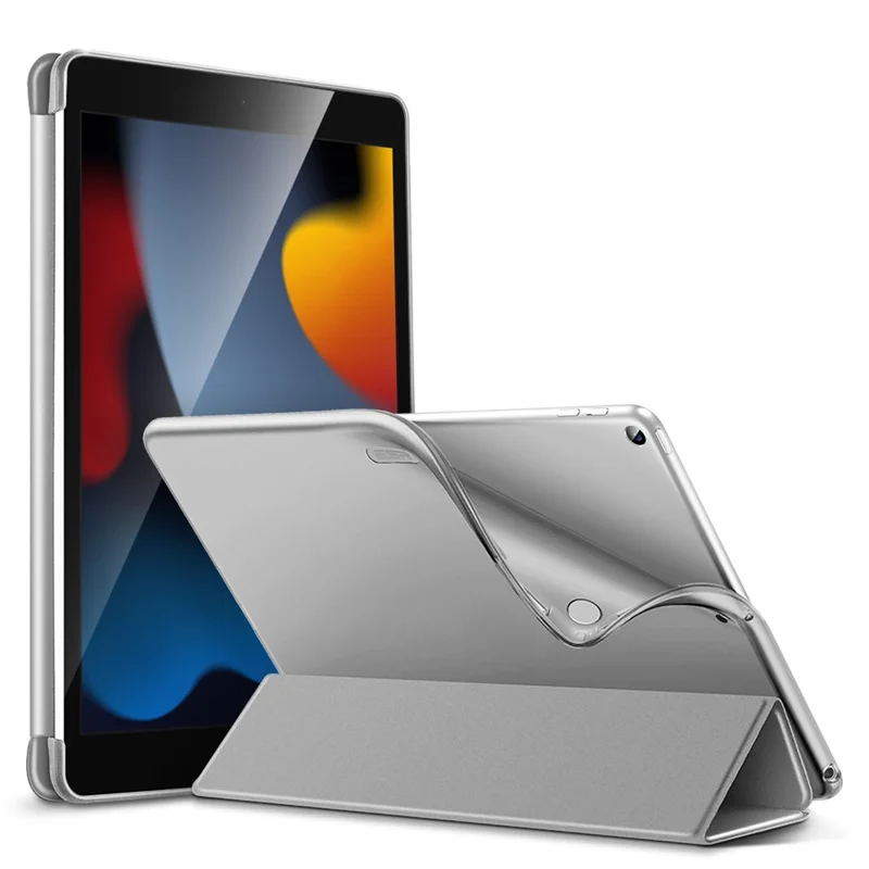 ESR Rebound Series for iPad 10.2 (2021)/(2020)/(2019) Tablet Case, Auto Wake/Sleep Folio Trifold Stand PU Leather TPU Back Shockproof Cover - Silver Grey