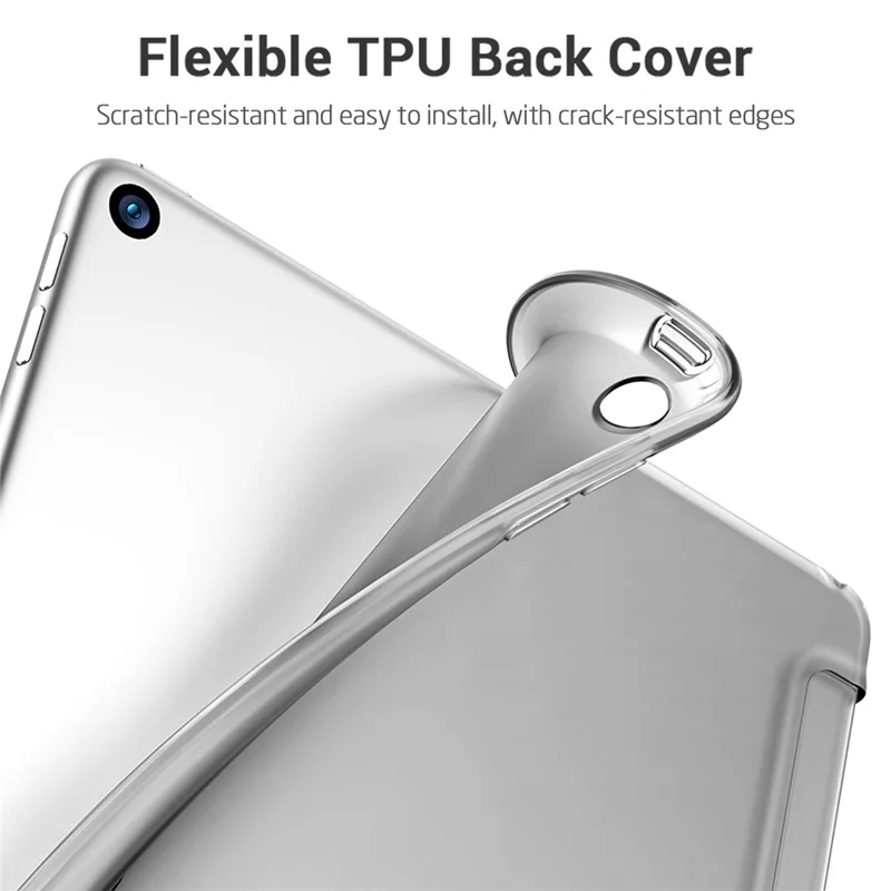ESR Rebound Series for iPad 10.2 (2021)/(2020)/(2019) Tablet Case, Auto Wake/Sleep Folio Trifold Stand PU Leather TPU Back Shockproof Cover - Silver Grey