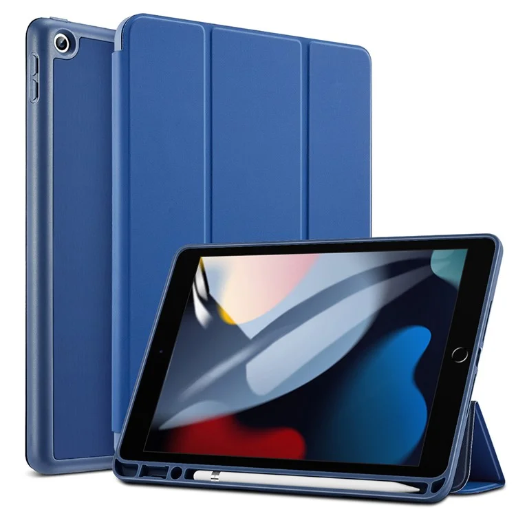 ESR Series Series Series Stand Smart Case Для Ipad 10.2 (2021)/(2020)/(2019), Кожа Pu+soft TPU Shockper -cover с Держателем Ручки с Держателем Ручки - Темно-синий