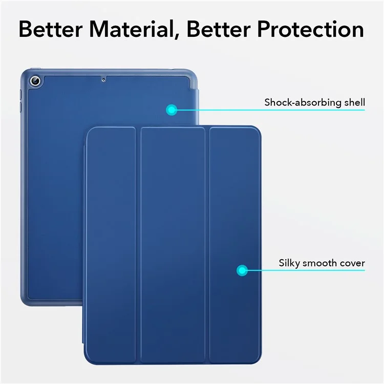 ESR Series Series Series Stand Smart Case Для Ipad 10.2 (2021)/(2020)/(2019), Кожа Pu+soft TPU Shockper -cover с Держателем Ручки с Держателем Ручки - Темно-синий