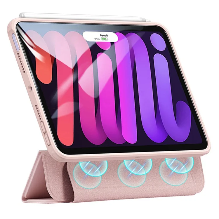 ESR Rebound Hybrid Series for iPad mini (2024) / mini (2021) Tri-Fold Stand Anti-Fall PU Leather+PC+TPU Detachable Magnetic Cover Case - Pink