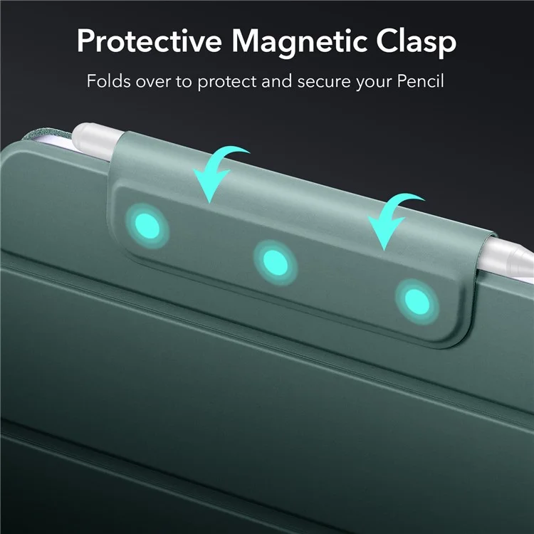 ESR Rebound Series for iPad mini (2024) / mini (2021) Tri-Fold Stand Double-Sided Magnet PU Leather Cover Case with Magnetic Clasp - Green