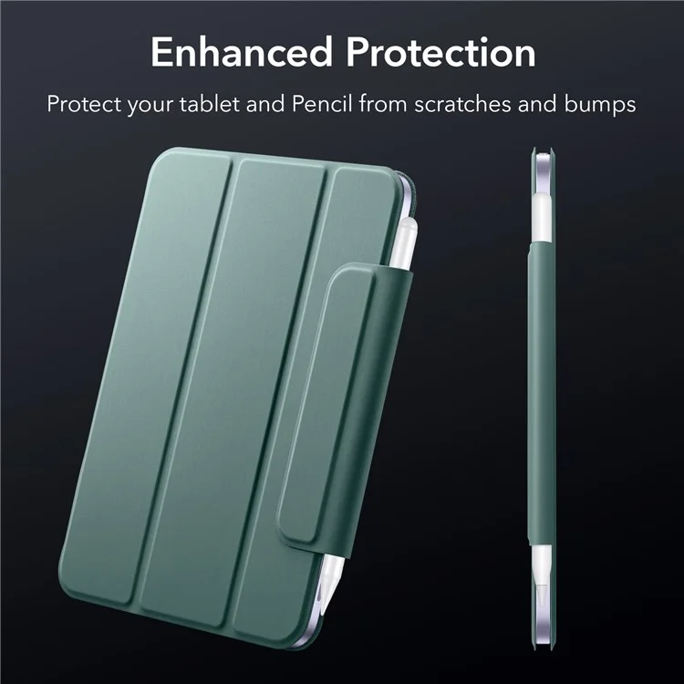 ESR Rebound Series for iPad mini (2024) / mini (2021) Tri-Fold Stand Double-Sided Magnet PU Leather Cover Case with Magnetic Clasp - Green