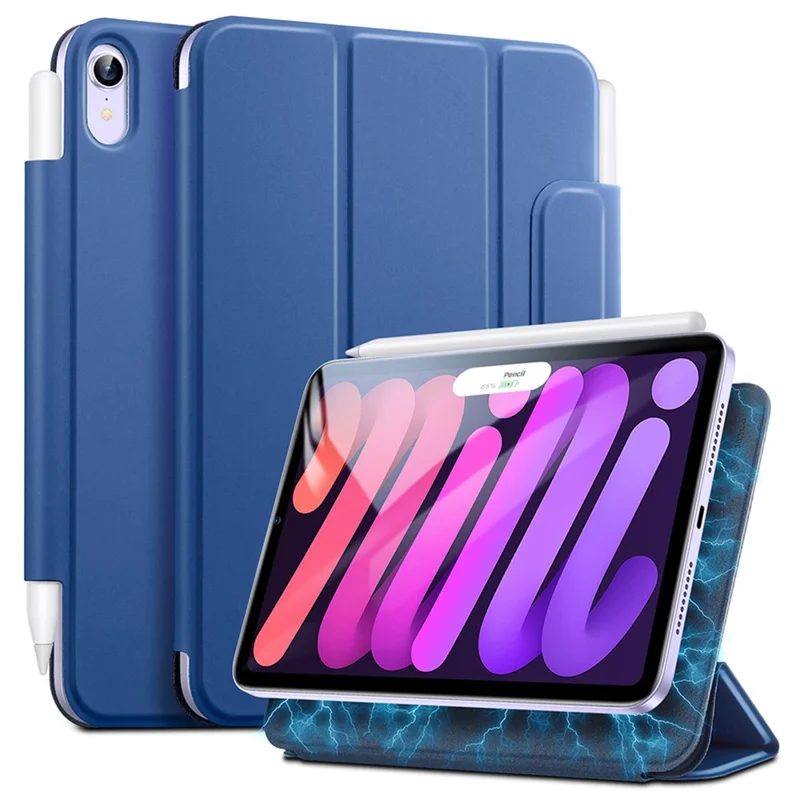 ESR Rebound Series for iPad mini (2024) / mini (2021) Tri-Fold Stand Double-Sided Magnet PU Leather Cover Case with Magnetic Clasp - Blue