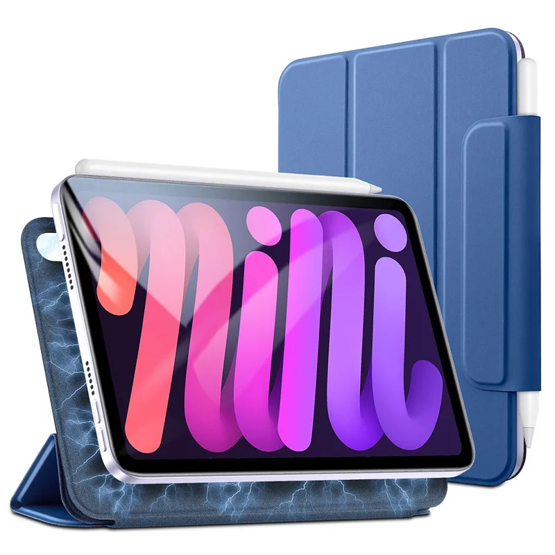ESR Rebound Series for iPad mini (2024) / mini (2021) Tri-Fold Stand Double-Sided Magnet PU Leather Cover Case with Magnetic Clasp - Blue