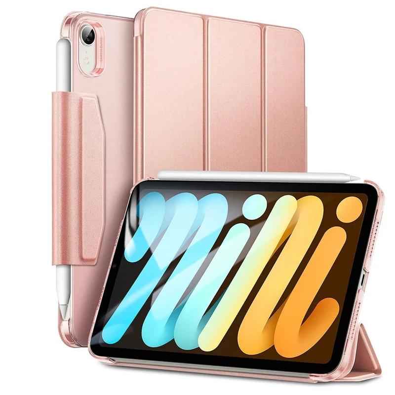 ESR Trifold Stand Smart Case for iPad mini (2024) / mini (2021), PU Leather+Hard PC Back Cover with Pen Holder - Rose Gold