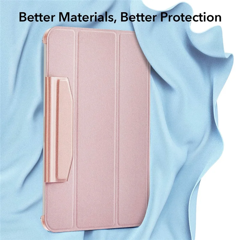 ESR Trifold Stand Smart Case for iPad mini (2024) / mini (2021), PU Leather+Hard PC Back Cover with Pen Holder - Rose Gold
