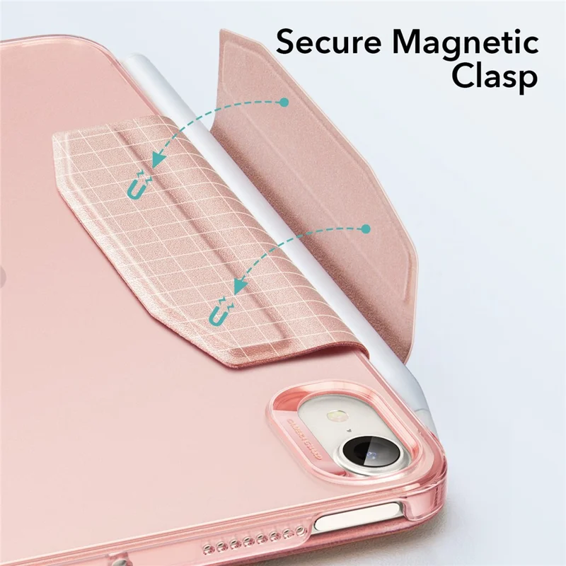 ESR Trifold Stand Smart Case for iPad mini (2024) / mini (2021), PU Leather+Hard PC Back Cover with Pen Holder - Rose Gold