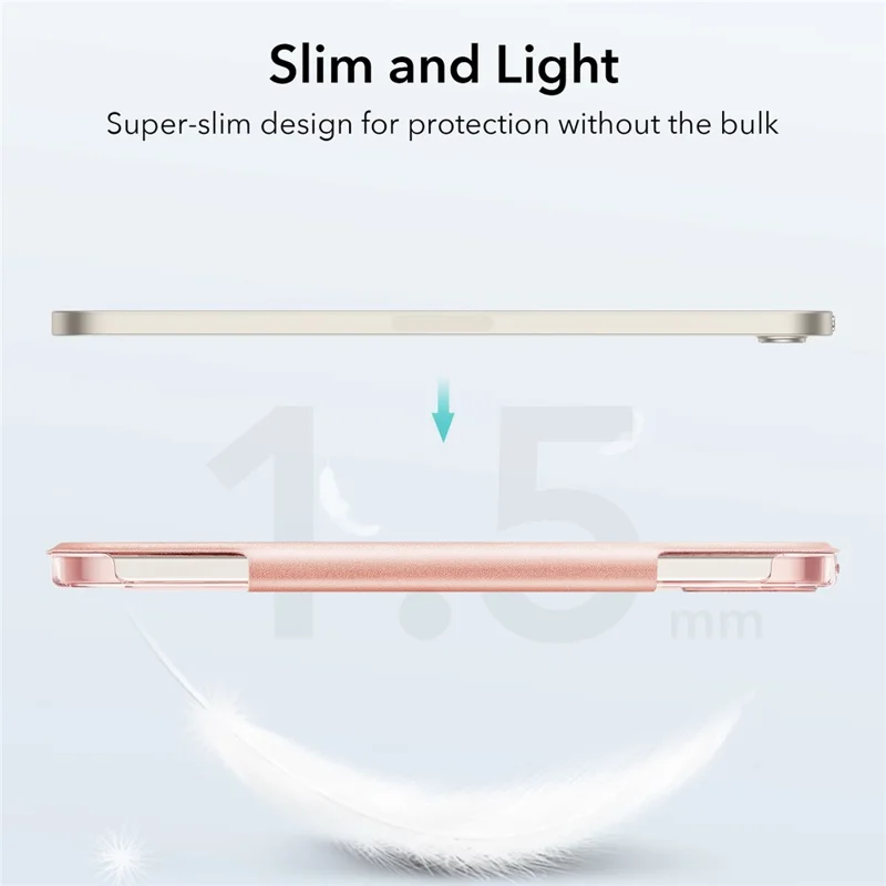 ESR Trifold Stand Smart Case for iPad mini (2024) / mini (2021), PU Leather+Hard PC Back Cover with Pen Holder - Rose Gold