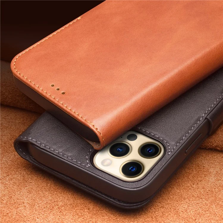 QIALINO Pour IPhone 12 Mini 5,4 Pouces Fermeture Magnétique Véritable Portefeuille De Portefeuille De Portefeuille De Portefeuille - Noir