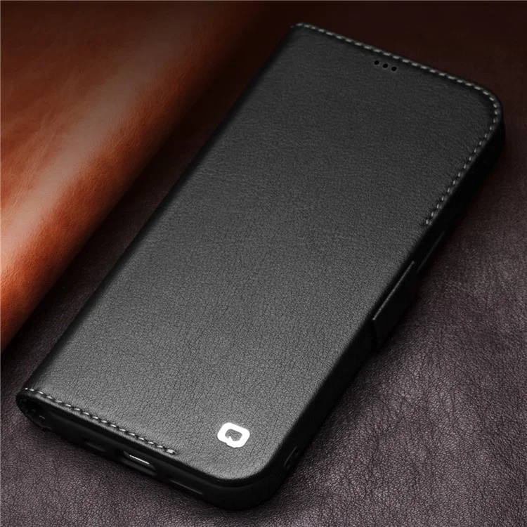 Case de Cuir Authentique Qialino Magnetic Pour Iphone 12 Pro Max 6,7 Pouces, Portefeuille du Support de Portefeuille du Portefeuille - le Noir