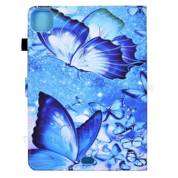 Para iPad Pro 11 (2022) / (2021) / (2020) / (2018) / Air 11 (2024) / Air (2020) / Air (2022) Impressão de Padrão Couro PU Stand Tablet Case - Borboleta