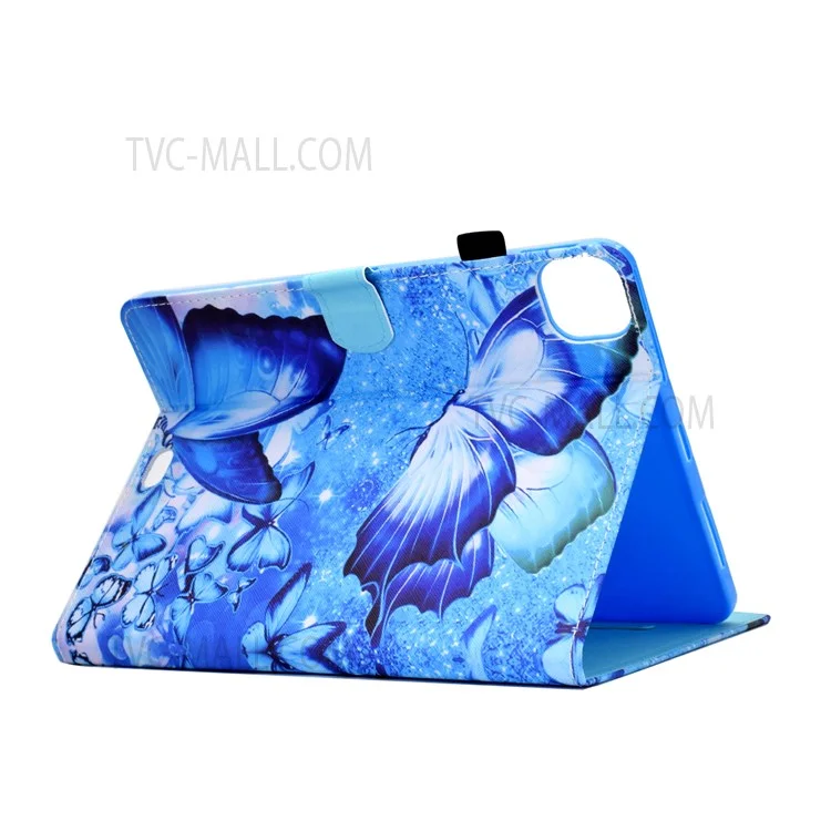 Para iPad Pro 11 (2022) / (2021) / (2020) / (2018) / Air 11 (2024) / Air (2020) / Air (2022) Impressão de Padrão Couro PU Stand Tablet Case - Borboleta