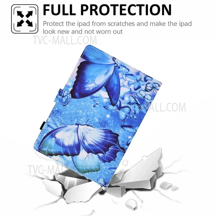 Para iPad Pro 11 (2022) / (2021) / (2020) / (2018) / Air 11 (2024) / Air (2020) / Air (2022) Impressão de Padrão Couro PU Stand Tablet Case - Borboleta