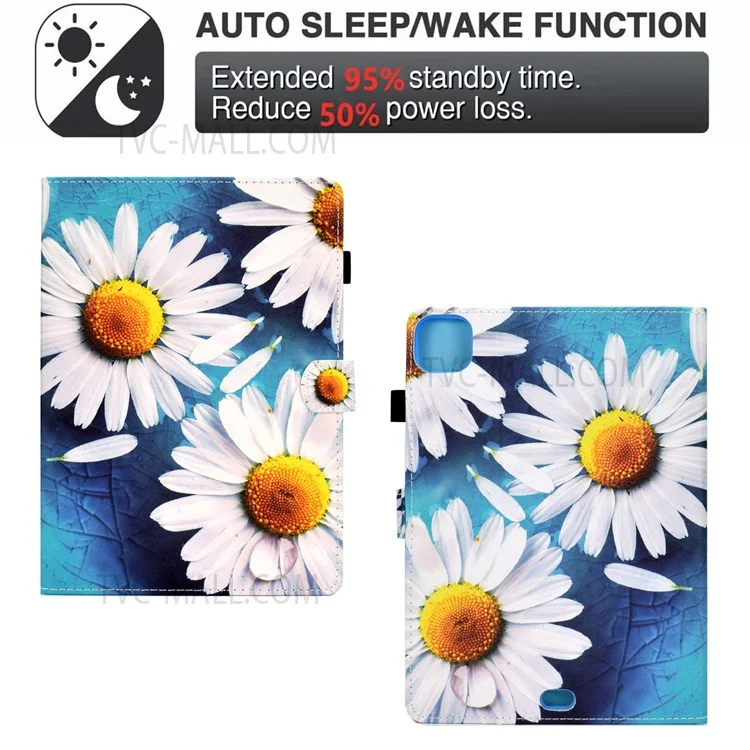 Pour iPad Pro 11 (2022) / (2021) / (2020) / (2018) / Air 11 (2024) / Air (2020) / Air (2022) Impression de motif PU Leather Stand Tablet Case - Tournesol