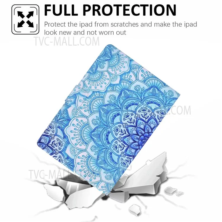 Für iPad Pro 11 (2022) / (2018) / (2020) / (2021) / iPad Air 11 (2024) / Air (2020) / Air (2022) PU-Leder-Tablet-Hülle Stand Cover - Mandala-Blume