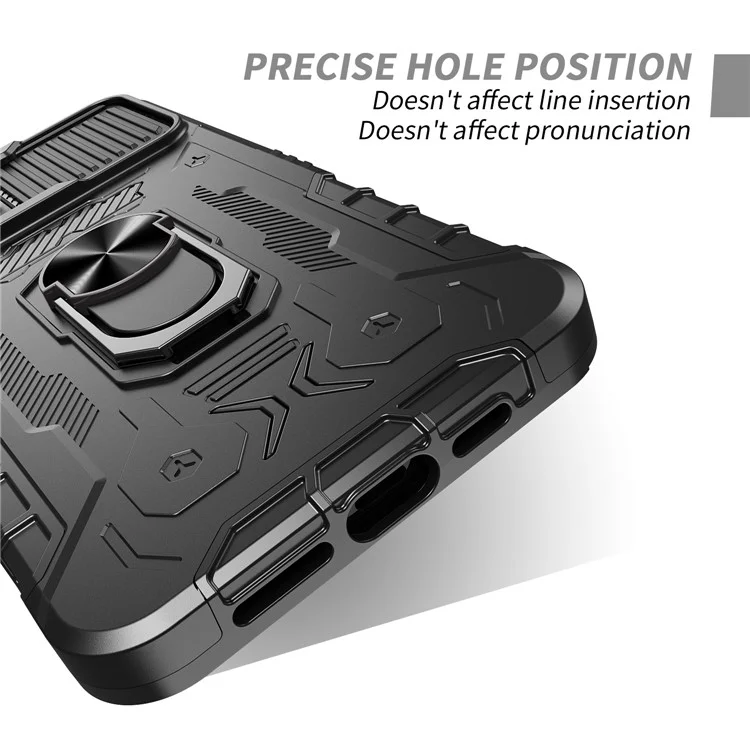 Coque de téléphone en PC dur + TPU souple pour iPhone 11 Pro 5,8 pouces, étui de protection complète avec support et protecteur d'écran en verre trempé - Noir