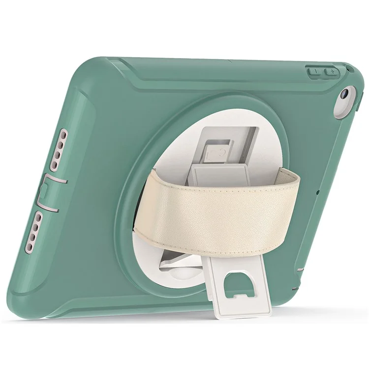 Per Ipad Mini (2019) da 7,9 Pollici/ipad Mini 4 Rotary Kickstand PC + Copertura Ibrida Silicone Anti-drop Tablet Case Con Cinturino Manuale - Verde Smeraldo