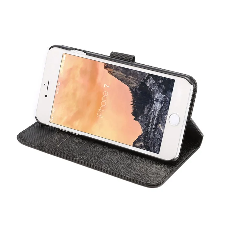 Litchi Grain Wallet Leather Case for iPhone 7 4.7 inch - Black
