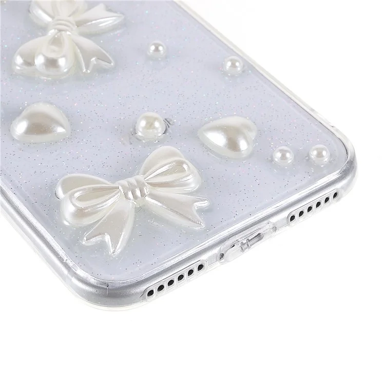 Epoxy TPU Phone Case for iPhone SE (2022)/SE (2020)/8/7, Artificial Pearls Decoration Transparent Phone Accessory