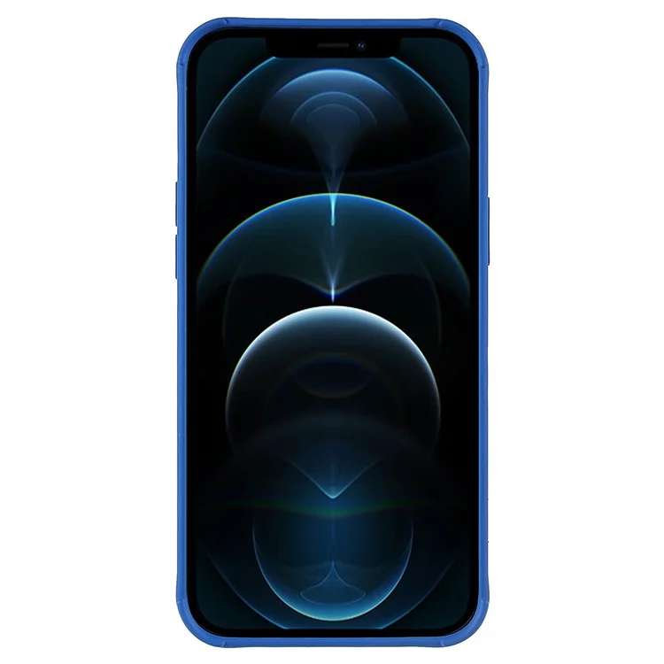 For iPhone 12 Pro Max 6.7 inch Mobile Phone Case 3D Grid Textured Silicone Rubberized Shockproof Phone Cover - Blue