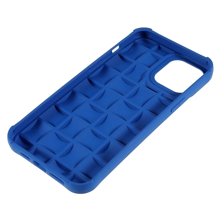 For iPhone 12 Pro Max 6.7 inch Mobile Phone Case 3D Grid Textured Silicone Rubberized Shockproof Phone Cover - Blue