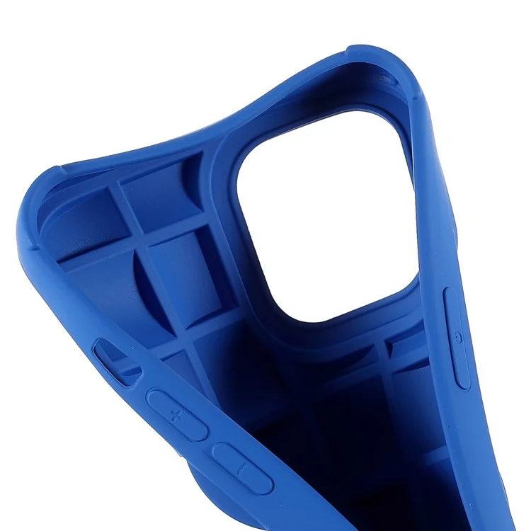 For iPhone 12 Pro Max 6.7 inch Mobile Phone Case 3D Grid Textured Silicone Rubberized Shockproof Phone Cover - Blue