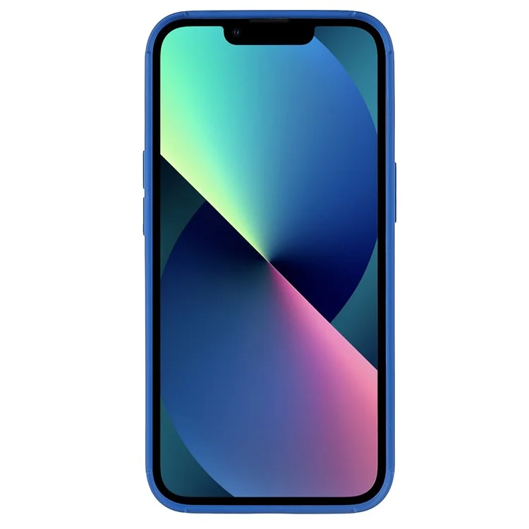 For iPhone 13 6.1 inch Mobile Phone Bag Case Flexible Silicone Rubberized Lightweight 3D Grid Textured Phone Cover - Blue
