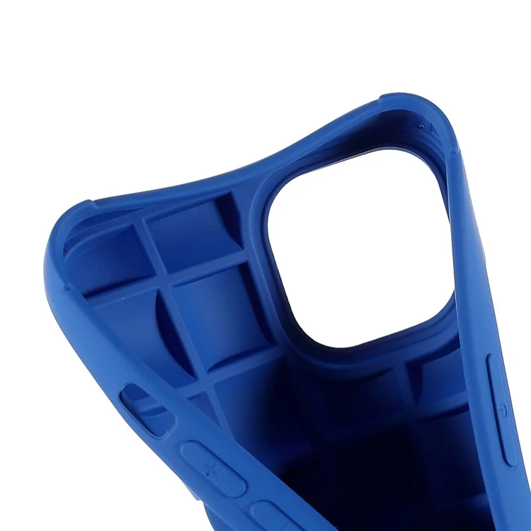 For iPhone 13 6.1 inch Mobile Phone Bag Case Flexible Silicone Rubberized Lightweight 3D Grid Textured Phone Cover - Blue