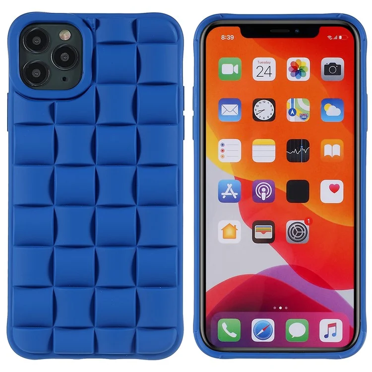 Per IPhone 11 Pro 5.8 Pollici Buona Protezione Phone Silicone In Silicone Rubbo Antiurto Antiurto 3D Grid Texture Shell Shell - Blu