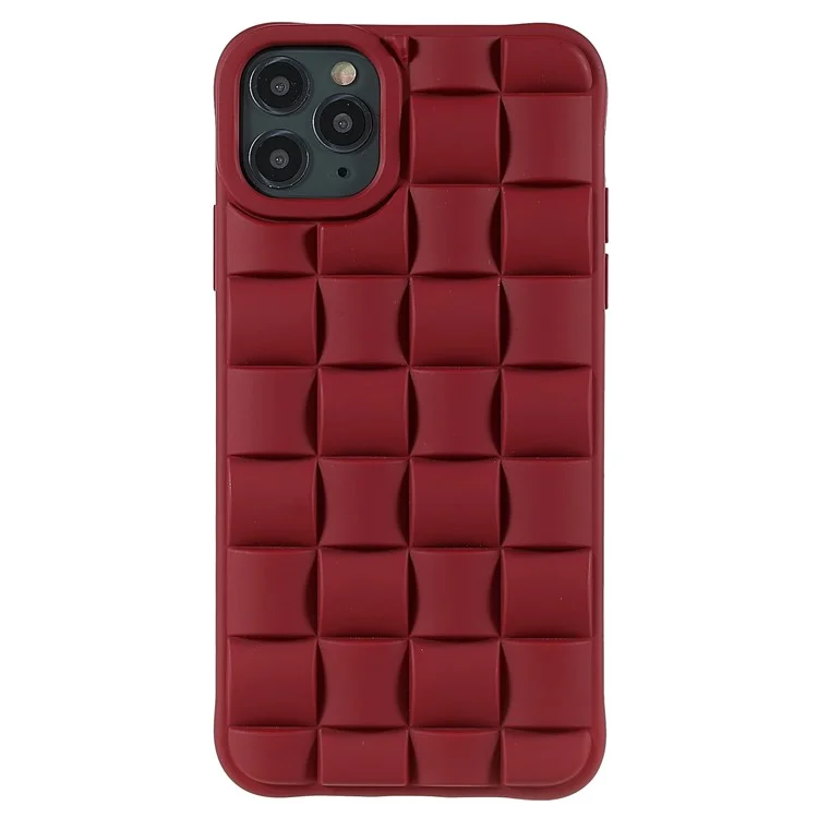 For iPhone 11 Pro 5.8 inch Good Protection Phone Case Silicone Rubberized Shockproof 3D Grid Textured Phone Shell - Red