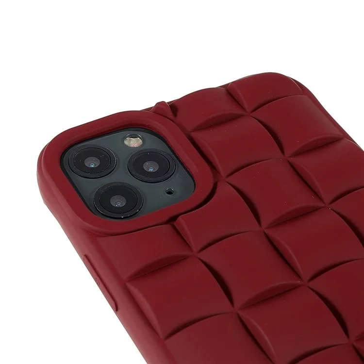 For iPhone 11 Pro 5.8 inch Good Protection Phone Case Silicone Rubberized Shockproof 3D Grid Textured Phone Shell - Red
