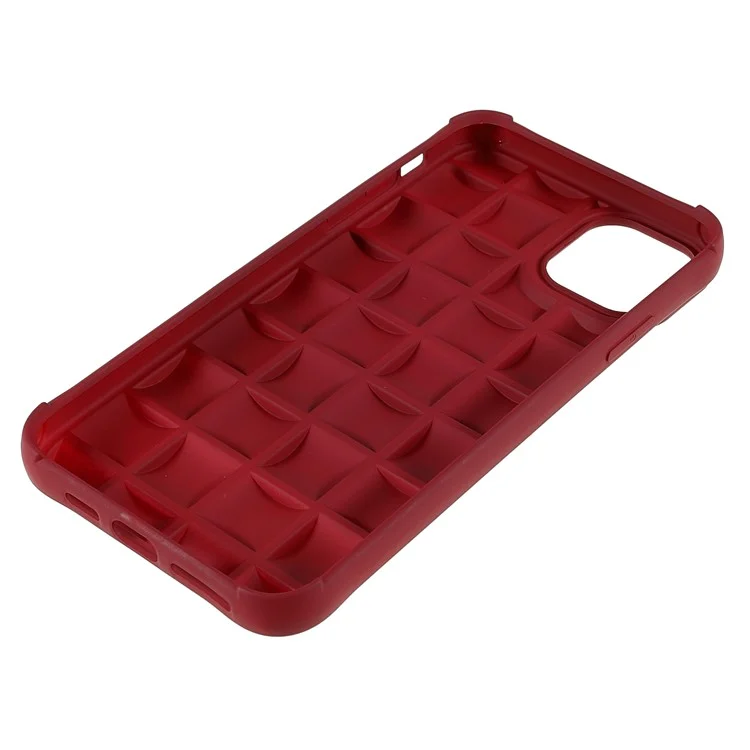 For iPhone 11 Pro 5.8 inch Good Protection Phone Case Silicone Rubberized Shockproof 3D Grid Textured Phone Shell - Red