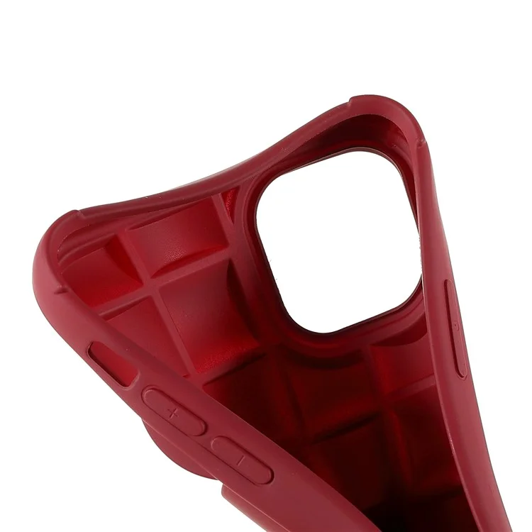 For iPhone 11 Pro 5.8 inch Good Protection Phone Case Silicone Rubberized Shockproof 3D Grid Textured Phone Shell - Red