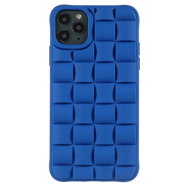 Para iPhone 11 Pro Max de 6.5 pulgadas Funda de teléfono de silicona Tipo textil de cuadrícula 3D Cubierta de teléfono resistente a golpes - Azul