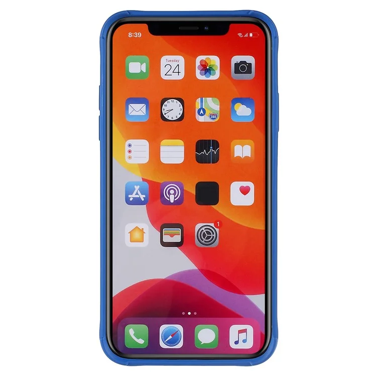 Para iPhone 11 Pro Max de 6.5 pulgadas Funda de teléfono de silicona Tipo textil de cuadrícula 3D Cubierta de teléfono resistente a golpes - Azul