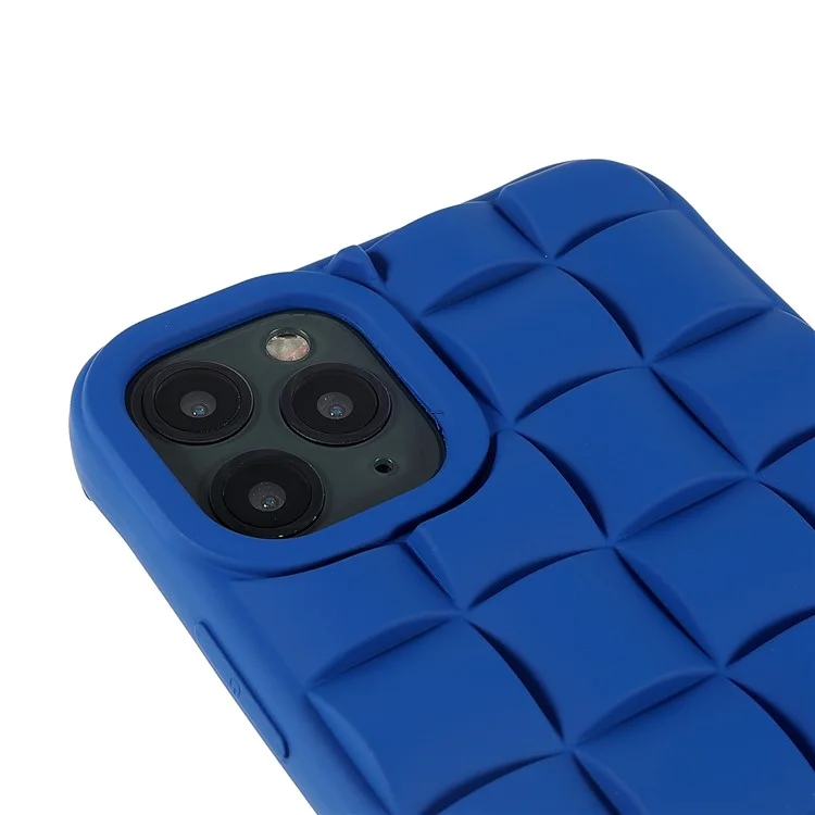 Para iPhone 11 Pro Max de 6.5 pulgadas Funda de teléfono de silicona Tipo textil de cuadrícula 3D Cubierta de teléfono resistente a golpes - Azul