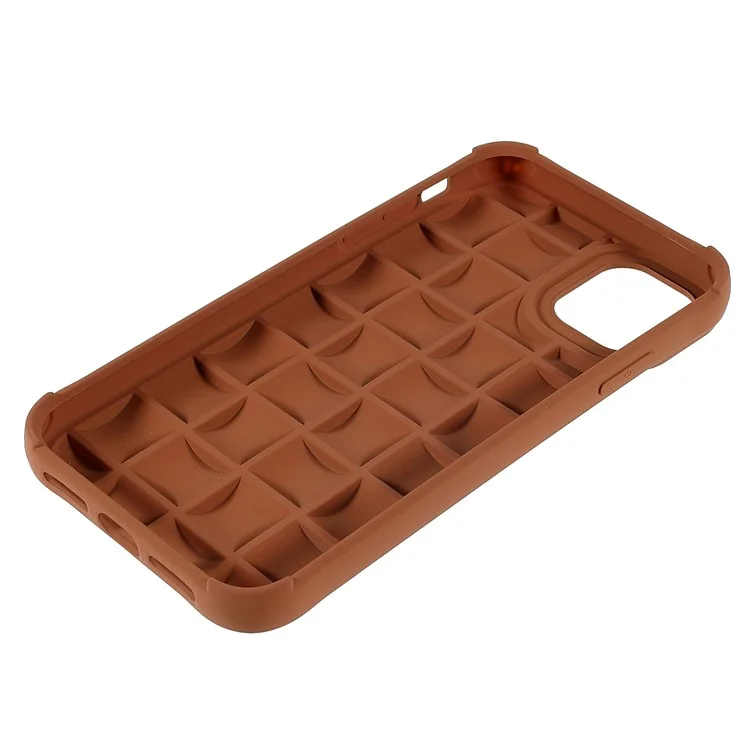 For iPhone 11 6.1 inch Soft Phone Case Silicone Smartphone Shell Anti-Drop Shockproof 3D Grid Textured Phone Cover - Brown